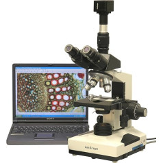 AmScope T490B-3M Trinokulares Biologisches Verbundmikroskop mit 3MP USB-Digitalkamera, 40X-2000X, 12