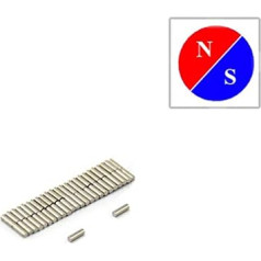 Diametriski magnetizēts N42 neodīma magnēts rotācijas kustību nodrošināšanai 1 mm diametrs x 3 mm biezums 2000 gab. iepakojumā