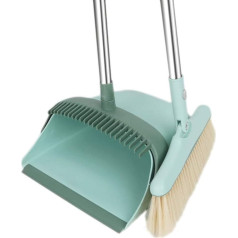 NLIAN- Besen Und Kehrschaufel Set, Reinigungsmittel Aufrecht Stehende Lobby Pan Broom Combo Mit 89 cm Langem Griff 180 ° Drehung for Home Kitchen Room Office (Color : Green)