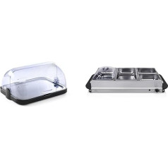 HENDI Buffet Display Cabinet, Cooled, with 2 Ice Packs, ABS Plastic Housing, Stainless Steel Serving Tray, Rolltop Hood Made of SAN Plastic, 440 x 320 x (H) 205 mm & Tristar BP-6285 Buffet Server, 300, Silver