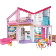 Barbie FXG57 Leļļu māja Malibu, 60 cm plata ar 25 aksesuāriem, leļļu rotaļlieta no 3 gadiem