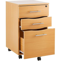 MMT Furniture Ltd IV05 Mobiler Schrank mit 3 Schubladen - abschließbarer Büroschrank - Rollschrank - flach verpackt - Schubladenschrank Buche - (42W x 44D x 68H cm)