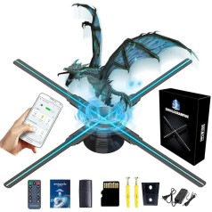 Missyou 45 cm hologrammas ventilators ar lietotni WiFi un 700 video bibliotēkām, HD LED 2000 x 1444PX izšķirtspējas 3D hologrāfiskais projektors hologrammu reklāmai, izstādēm, tirdzniecības centriem, kinoteātriem, lidostām