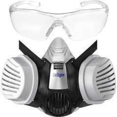 Dräger X-plore 3300 Half Mask Set Including Pure P3 R Particulate Filter with Safety Goggles X-pect 8320 | For Craftsmen and DIY enthusiasts Against Fine Dust/Particles