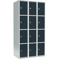 kaiserkraft | Schließfachschrank Fydor | 4 Fächer | lichtgrau/grau | B 900 mm | 3 Abteile | flache Dachform | Vorhängeschloss