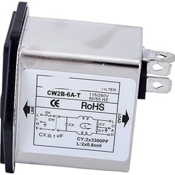 SOEWGAIJI CW2B-3A/6A/10A-T Schaltnetzteilfilter, 220-V-Stiftsockel-Sicherungsschalter(CW2B-6A-T)