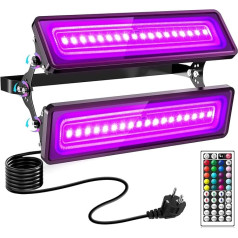 papasbox 120 W melnās gaismas prožektors UV gaisma Party LED melnās gaismas lampa ar kontaktdakšu slēdzi IP65 ūdensizturīgs RGB sienas mazgātājs disko ballīšu gaismas dekorēšanai disko gaisma ar tālvadības pulti