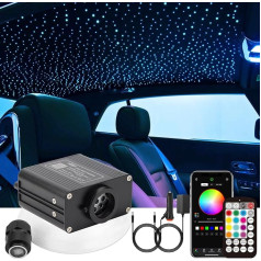 CHINLY Starry Sky Auto optiskā šķiedra automašīnai/stāvoklim, 16 W mirgojoša 300 gabali (0,75 mm + 1,0 mm + 1,5 mm) x 3 m Bluetooth RGBW APP/ tālvadības pults LED Starry Sky optiskās šķiedras griestu apgaismojuma komplekts