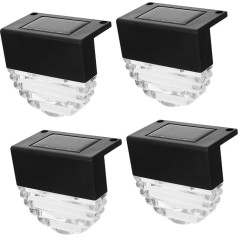 HOMSFOU Pack of 4 kāpņu lampas Saules apgaismojums Āra LED ainavu apgaismojums Saules apgaismojums āra saules ceļu apgaismojumam Saules kāpņu lampa Āra sienas lampas Plastmasas