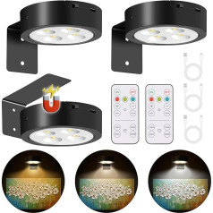 3 LED starmešu lampu komplekts, bezvadu griestu starmeši ar tālvadības pulti, LED gaismas starmeši, dimmējama attēlu lampa, attēlu gaisma, uzlādējama ar 3 krāsu temperatūrām, vitrīnas apgaismojums LED ar