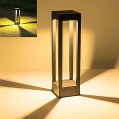 Pageone LED ceļa apgaismojums ārā 10 W Bollard Light grīdas lampa ārā melna dārzam Ūdensizturīgs dārza apgaismojums IP54 Alumīnija āra lampas stāvoša silta gaisma 3000 K terasei (40 cm)