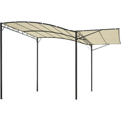 Outsunny Dārza lapene ar salokāmu sānu jumtiņu UV aizsardzība Tērauds + Poliesters Krēmkrāsas balta + melna 3 x 2,5 m