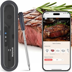 WOTINTDE Gaļas termometrs Bezvadu grila termometrs Digitālais cepšanas termometrs Bluetooth steiku gaļas termometrs ar App Core Temperature Meter IP67 virtuves termometrs ēdiena gatavošanai, grilam, BBQ,