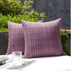 Kevin Textile 2 Pack Dekoratīvie āra ūdensnecaurlaidīgi spilvenu pārvalki Dārza spilvenu pārvalks Throw Cushion Cover Shell for Patio Tent Couch 24 x 24 Inch Purple