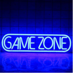 Wanxing Game Zone Light Reklāmas Reklāmas Gamer LED neona gaisma Gaming Zone Light Reklāma spēļu istabas dekorēšanai, spēļu zonai, vīriešu alai, krogam, dāvanai pusaudžiem, draugiem, zēniem (zila)