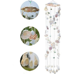 Seashell Wind Chimes Handmade Hanging Indoor Outdoor Colorful Spiral Shell 80cm Hanging Height