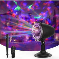 Tragbare Weihnachtsprojektorlichter, 2 In 1 Halloween Projektor Licht Outdoor Wasser Welle Scheinwerfer Wasserdicht Projektor for Weihnachten Indoor Party Garde Hd-Bild Und Einfache Installation