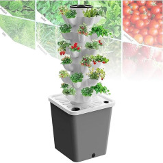 Aeroponics Anzuchtset für Kräuter, Obst und Gemüse, Pflanzen-Hydrokultur-Turm, 15/20/25/30 Garten Hydrokultur Anzuchtsystem, Netztöpfe, Timer für Kräuter, Obst und Gemüse 20 Löcher