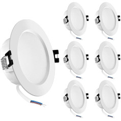 Eco.Luma LED iegremdējamais prožektors, IP44 ūdensnecaurlaidīgs 6 W LED griestu prožektors, silti balts, 3000 K, 470 lm, 230 V, Downlight, griestu prožektors, griestu gaisma, apaļš vannas istabai, virtuvei, bez apgaismojuma,