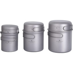 iBasingo Titanium Pot Pan Set Camping Cookware Lightweight Outdoor Bowl Set Cooking Measuring Kit ar salokāmu rokturi Virtuves piederumi lietošanai ārpus telpām 1-2 cilvēkiem 2 gab./komplekts