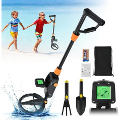 Couleeur Children's Metal Detector, Lightweight Metal Detector with LCD and Sound Display, Highly Sensitive Metal Detector with Waterproof Search Coil for Children or Beginners (Black with