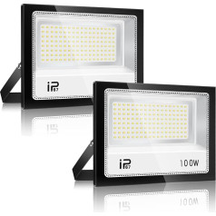 YZYFACAI 100 W LED prožektors āra apgaismojums, īpaši spilgts 10000 LM LED lukturis, 2 gabali, 7000 K Cool White starmeši, IP67 ūdensizturīgs āra prožektors, pagalmam, pagalmam, pagalmam, piebraucamajam ceļam, garāžai, gaitenim,