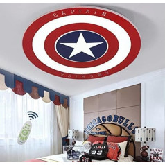 LED Ceiling Light Children's Room Ceiling Lamp Captain America Acrylic Lampshade Dimmable Boys Children Creative Cartoon Chandelier with Remote Control Bedroom Study Ceiling Lighting 50 cm