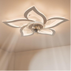 Heilmetz® Griestu ventilators ar LED apgaismojumu, tālvadības pults, App Control, kluss, 6 līmeņi, griestu lampa ar ventilatoru, 3 gaismas krāsas 3000 K/4500 K/6500 K, aptumšojams, griestu ventilators ar apgaismojumu, balts