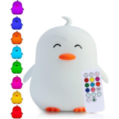 Kadoing Penguin Night Light (Extra Large) - Tap-On & Remote Control - Rechargeable - Baby - Baby Shower - Baby Room - Kids - Children's Birthday - Nursery - Children's Toy - LED Bedside Lamp