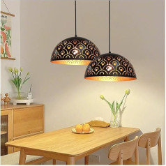 Piekaramā lampa melns zelts E27, piekaramā lampa ēdamgalds Vintage regulējams augstums piekaramie gaismekļi un piekaramie gaismekļi apaļas dobas retro metāla ēdamistabas lampas piekaramā lustra virtuves restorānam