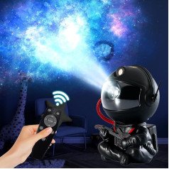 Starry Sky Projector, Astronaut LED Night Light, Starry Sky with Remote Control, 360° Rotation, 8 Modes, Galaxy Light Projector for Children, Adults, Bedroom, Room Decoration (Guitars, Black)