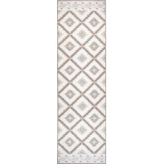 NORTHRUGS Malibu paklājs iekštelpām un ārpus telpām 80 x 250 cm - divpusējs paklājs, izturīgs pret laikapstākļiem, moderns ģeometrisks raksts balkonam, terasei, dārzam, ziemas dārzam, viesistabai, ūdensizturīgs, lins