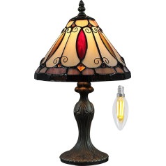 Kinbolas Tiffany stila 8 collu galda lampa Vitrāžas abažūri Maza nakts lampa Senlietas Galda lampa Dzīvojamā istaba Guļamistaba Birojs Vintage Art Deco Viktorijas laikmets