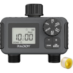 Raddy WS-5 Garden Hose Water Timer, Sprinkler Timer with 2 Outputs, Watering Timer for Yard Outdoor Watering, Rain Delay/Manual/Automatic System