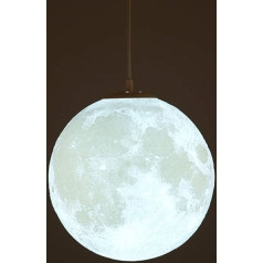 KRUIHAN Pendant Light Moon, 3D Print Moon Ceiling Light, Industrial Deco Planet Lamp, Moon Lamp Ceiling Light, Height Adjustable for Children's Room, Restaurant, Bedroom, Living Room, 25 cm