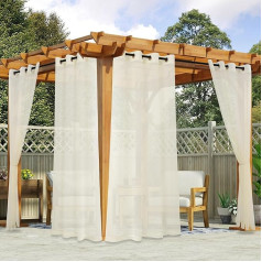 Youleyar Durchsichtige Outdoor-Vorhänge, 2 Paneele, wasserdicht, Ösenvorhang für Wohnzimmer, Schlafzimmer, Veranda, Pergola, Cabana, Pavillon (132 x 244 cm, Elfenbein)