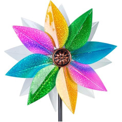 DREAMYSOUL Windspiel für Hof und Garten, 94 cm Windspiel aus Metall, bunte kinetische Skulptur, Spinner für Außenbereich, Terrasse, Hof, Rasen, Garten, Dekorationen (Doppelklinge)