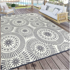 Ileading Āra plastmasas salmu paklājs 8x10ft Moderns ģeometriskais stils Reversible Waterproof Anti Pill Pārnēsājamie paklāji RV Outdoor Deck Pool Beach Picnic Camping