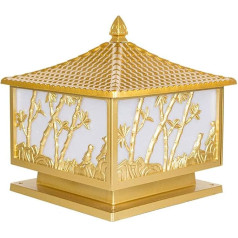 Goldene chinesische Außenleuchte IP65 Wasserdichte Landschaftspfostenlampe Klassisches Muster PMMA-Lampenschirm-Stangenlaterne, anwendbar auf den Eingang des Säulenlichts des Fenced Gate Store