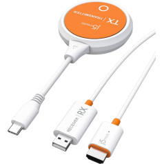 J5 Create Audio/video bezvadu raidītājs un uztvērējs j5create screencast usb-c bezvadu displeja hdmi pagarinātājs; krāsa balta jvaw62-n