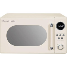 Russell Hobbs RHM2044C Retro mikroviļņu krāsns 20L krēmkrāsas krāsns Digitālā mikroviļņu krāsns 800W Spīdīga apdare 8 automātiskie gatavošanas iestatījumi 5 jaudas līmeņi