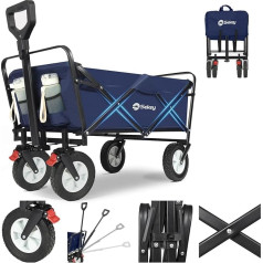 Sekey StarkX 3114 Handcart Foldable Rubber Tyres 200 kg Heavy Duty Foldable Handcart Off-Road Folding Hand Trolley Beach Camping Children Ultrasonic Solid Rubber 100 L