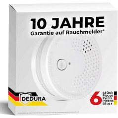 Dūmu detektoru komplekts ar 6 dūmu detektoriem BSI sertifikāts saskaņā ar DIN EN14604 Ietver 9 V akumulatoru ugunsgrēka trauksmes signāls