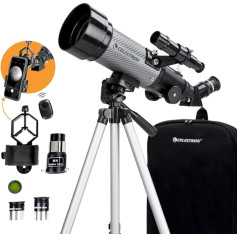 Celestron 22035 Travel Scope DX 70 mm portatīvais refraktors ar pilnībā pārklāta stikla optiku, mugursomu, astronomijas programmatūras komplektu un viedtālruņa adapteri digiskopēšanai