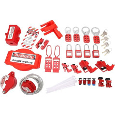 Security Padlocks Set, Easy Operation Electric Lockout Tagout Kit, Professional, Convenient, Non-fading, with Industrial Tool Box