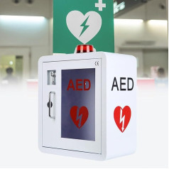 YMAOMAO AED defibrilatora sienas skapis, metāla tērauda plāksnes glabāšanas skapis ar signalizāciju un gaismu, piemērots visiem sirdsdarbības zinātņu zīmoliem sabiedriskās vietās, 36 x 20 x 40 cm