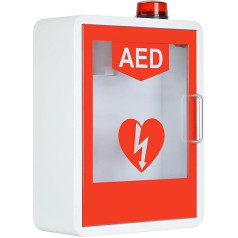 AED-Defibrillator-Aufbewahrungsschrank, ultimativer Erste-Hilfe-Koffer mit Licht- und Alarmsystem, Doppelschaltersteuerung/breites Glasfenster, für Heimschulen, Clubs, Gruppen