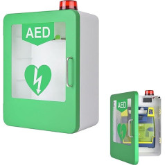 AED-Defibrillator-Aufbewahrungsschrank, an der Wand montierter Kunststoff-Herz-Defibrillations-Alarmkasten, Erste-Hilfe-Schrank mit Alarmsystem, Doppelschaltersteuerung, für Büro, Krankenhaus