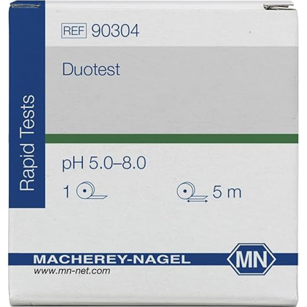 Macherey & Nagel ML-6203 Duotest pH Testpapier mit Zwei Indikatorzonen, pH 5.0-8.0, 5m Länge x 10mm Breite