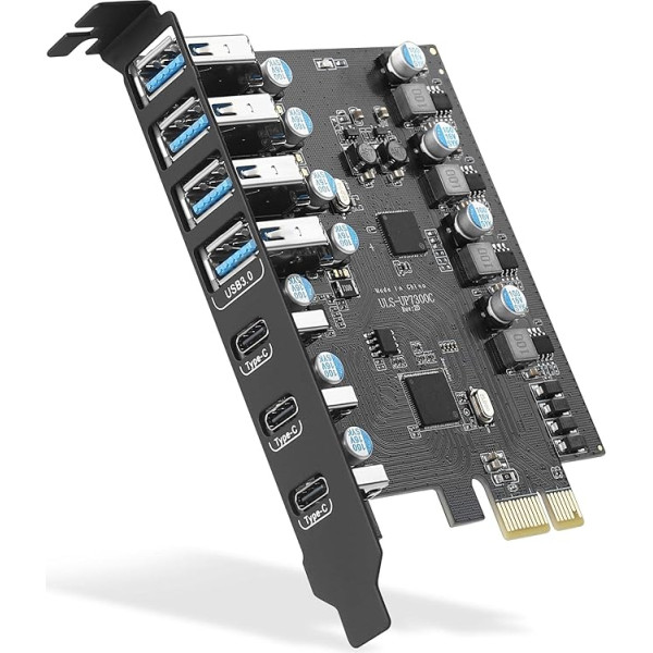 USB 3.0 PCIe paplašināšanas karte ar 7 pieslēgvietām (4A +3C), PCI Express USB paplašināšanas karte 5Gbps USB 3.0 PCI Express paplašināšanas karte Iekšējais USB3 hub pārveidotājs galddatoram Windows XP 7/8/8/8.1 MAC OS 10.8.2